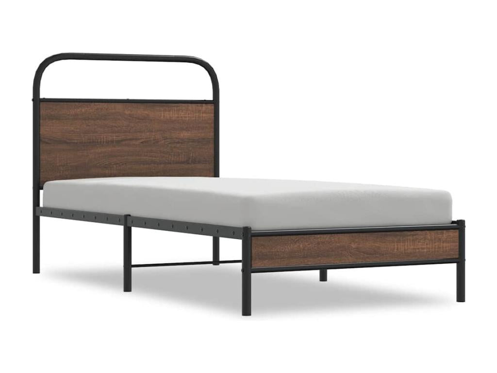 Oak Wood, Bed Frame, 100 X 190 cm, Brown