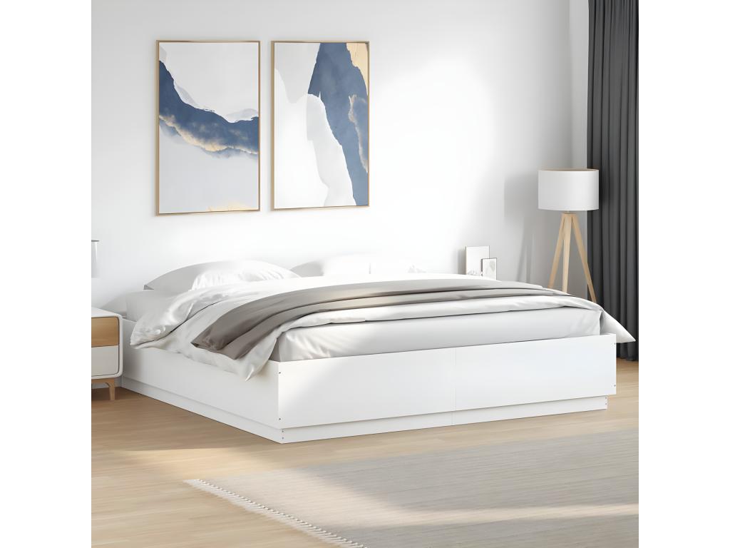 Bed Frame, 200 X 200 cm, White