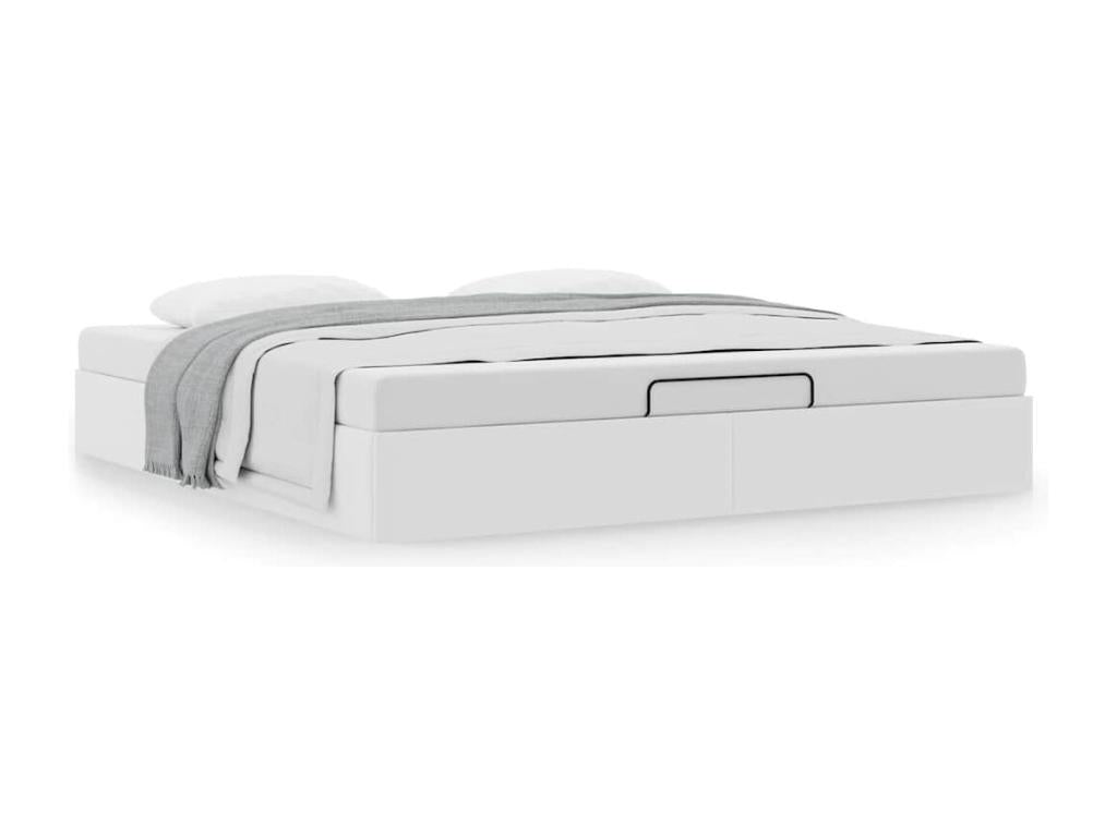 Faux Leather, Bed Frame, 160 X 200 cm, White