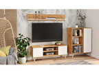 Oak Wood, Bookcase, White And Beige