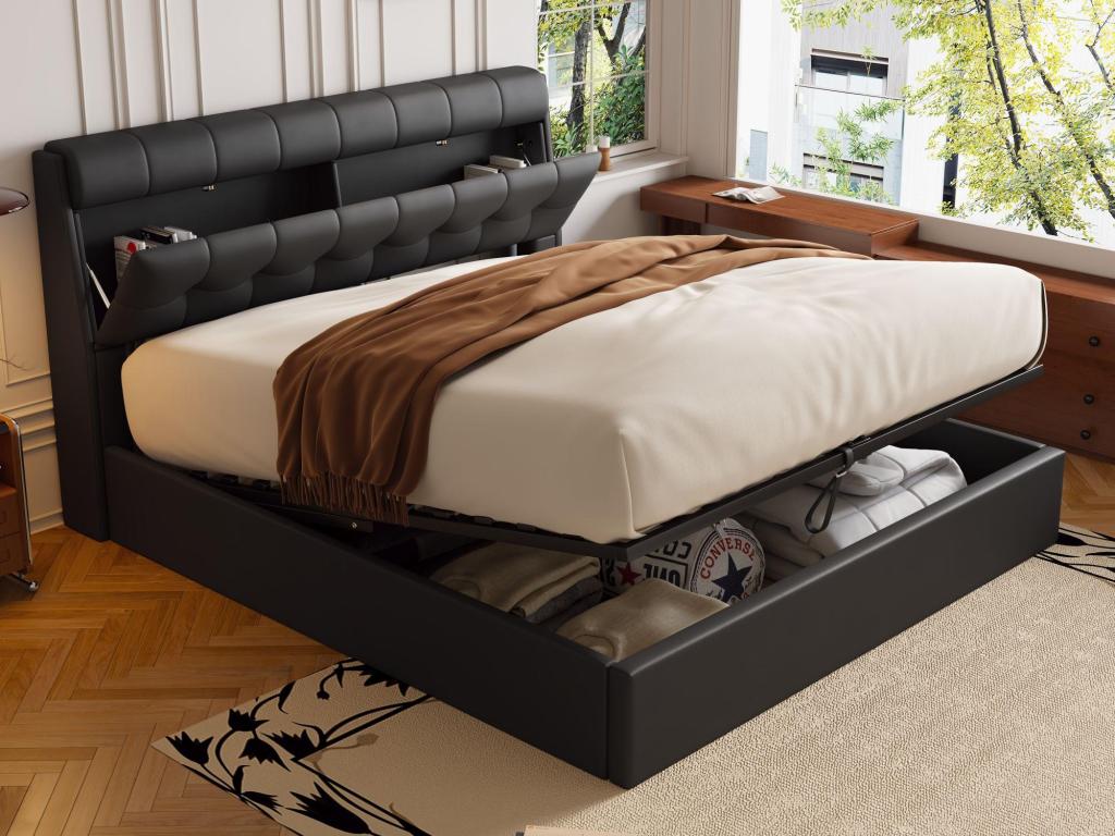 Faux Leather, Headboard, 140 X 190 cm, Black