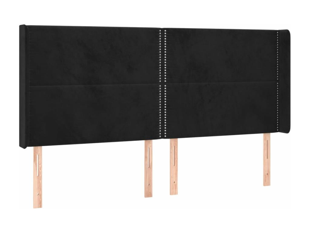 Velvet, Headboard, 203 X 16 X 118/128 cm, Black