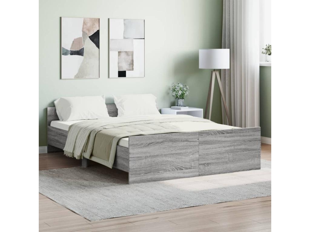 Bed Frame, 140 X 190 cm, Gray