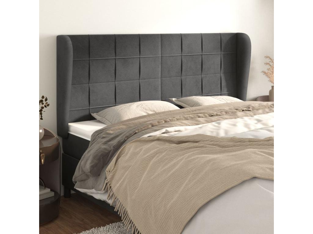 Velvet, Headboard, 163 X 23 X 118/128 cm, Black