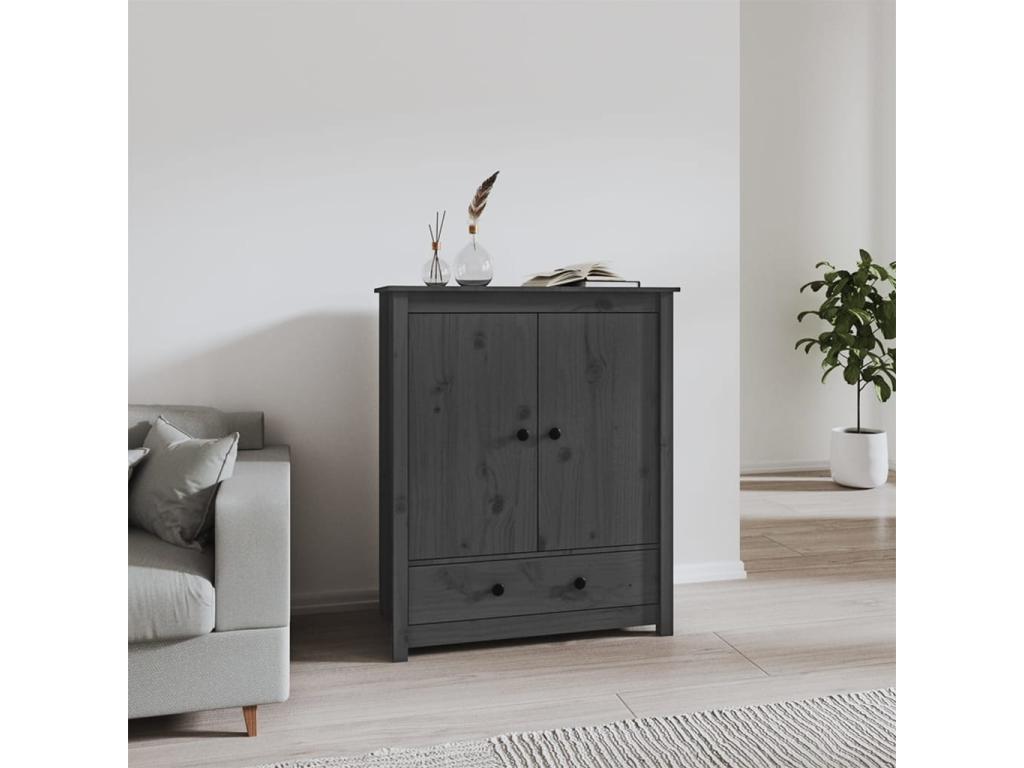 Solid Wood, Sideboard, 83 X 41.5 X 100 cm, Gray