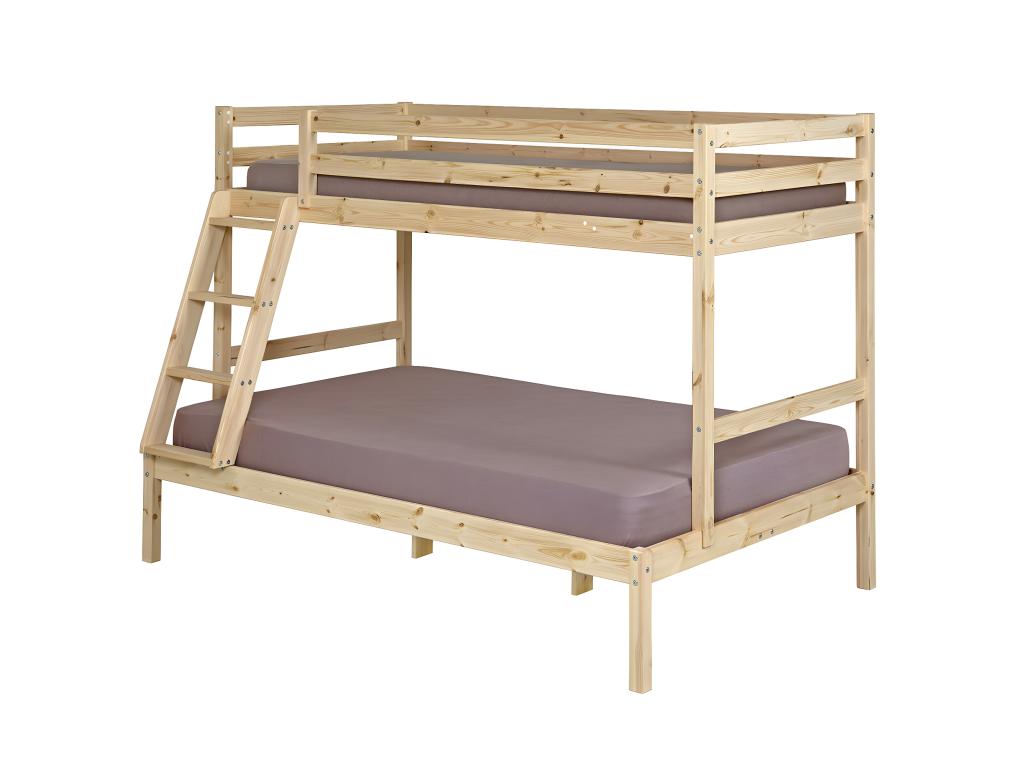 Solid Wood, Bunk Bed, 140 X 190 cm, Natural