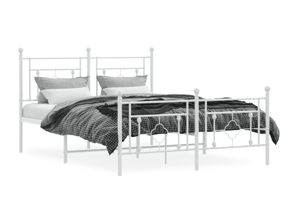 Metal, Bed Frame, 135 X 190 cm, White