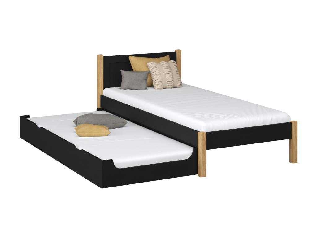 Oak Wood, Trundle Bed, Black