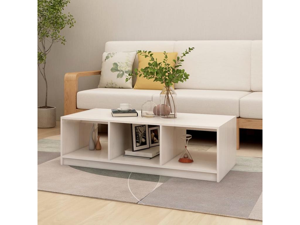 Pine Wood, Coffee Table, 110 X 50 X 34 cm, White