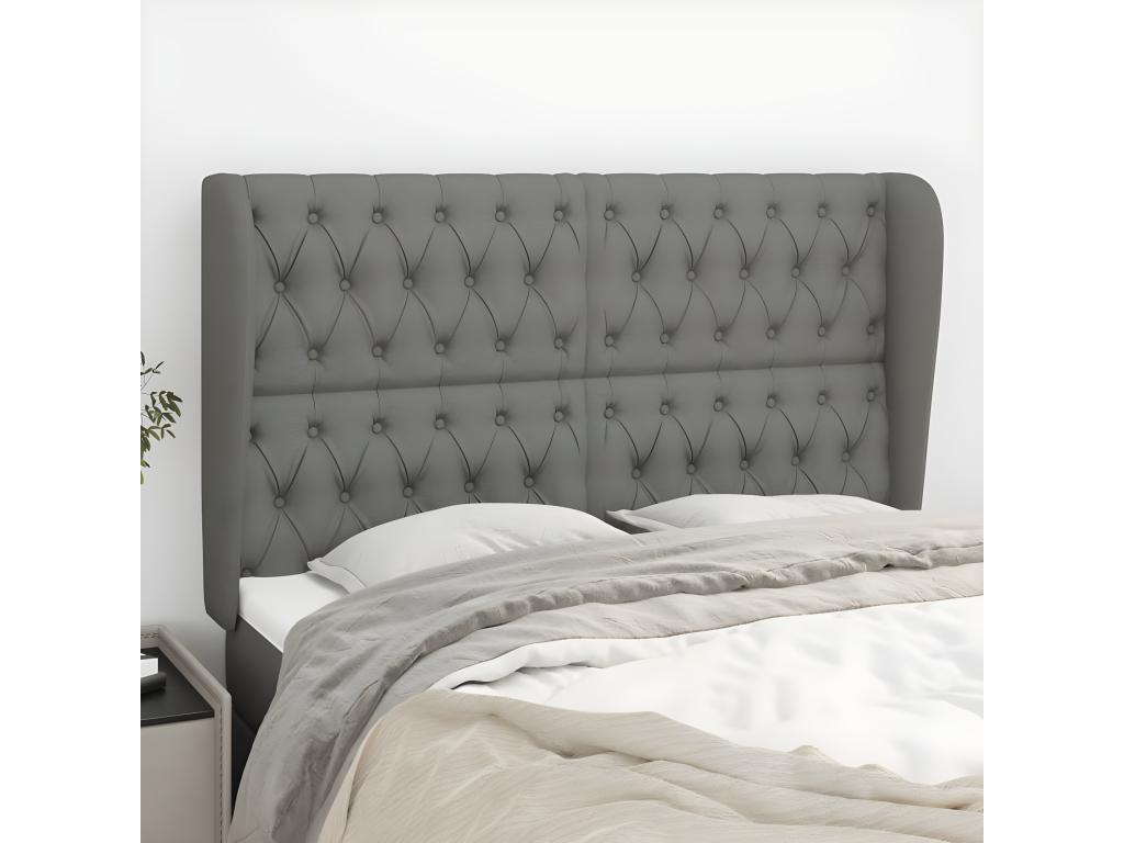 Fabric, Headboard, 147 X 23 X 118/128 cm, Gray