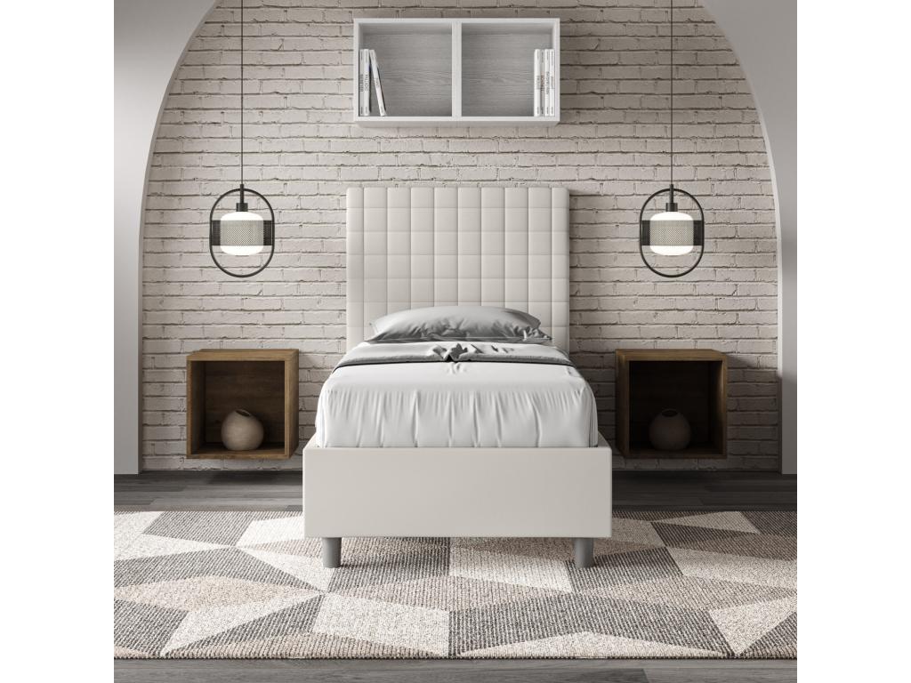 Faux Leather, Bed Base, White