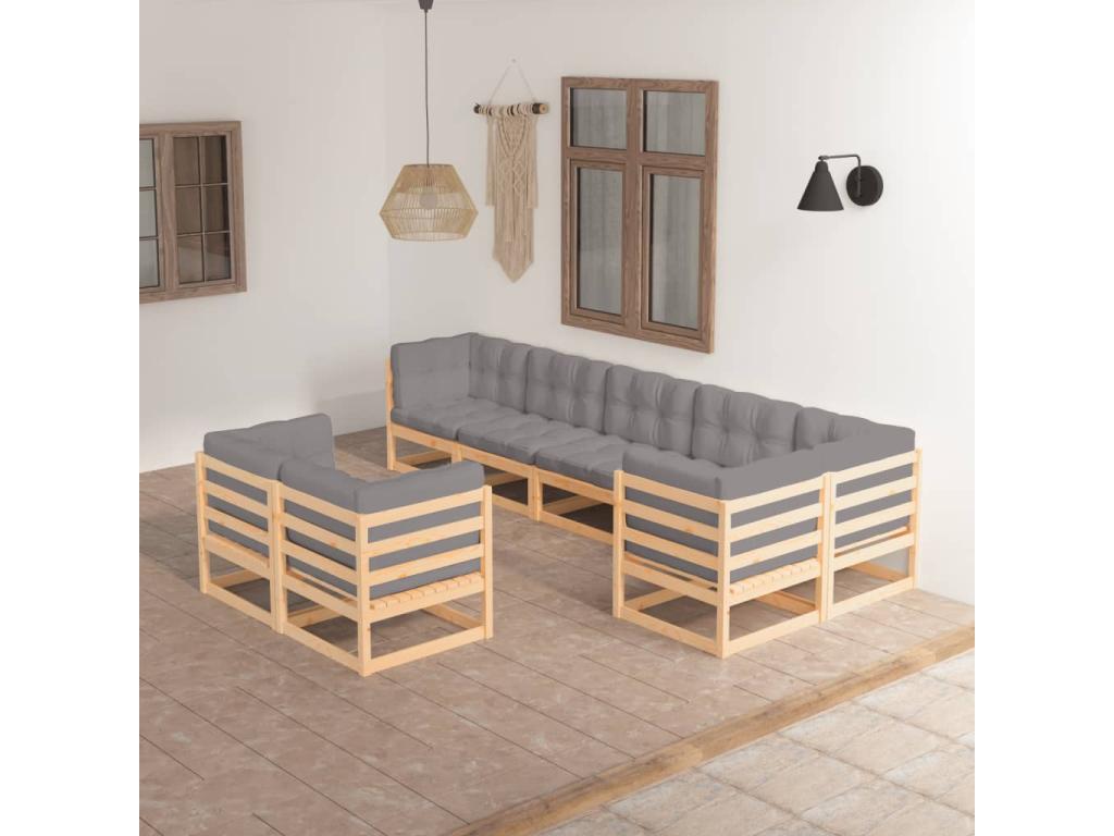 Pine Wood, Outdoor Furniture Set, Gray