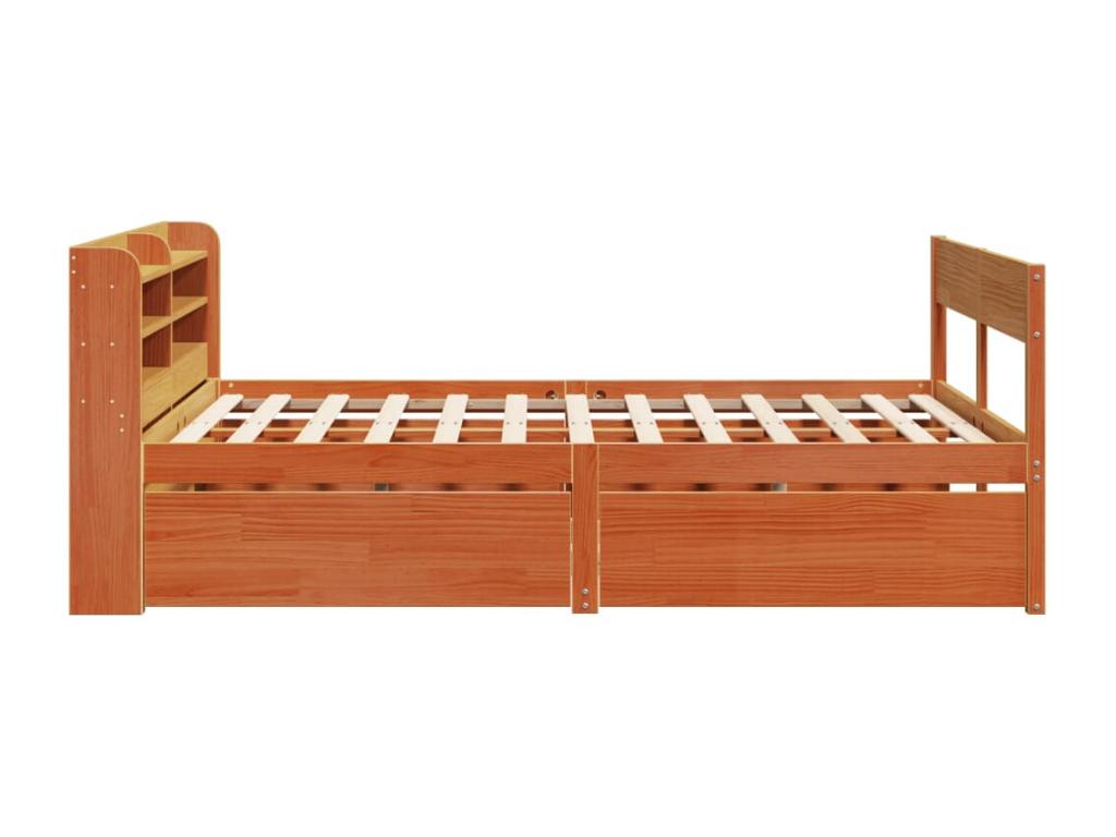 Pine Wood, Bed Frame, 140 X 200 cm, Brown
