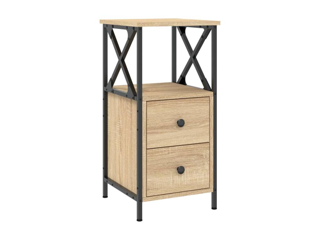 Oak Wood, Nightstand, 34 X 35.5 X 70 cm, Brown