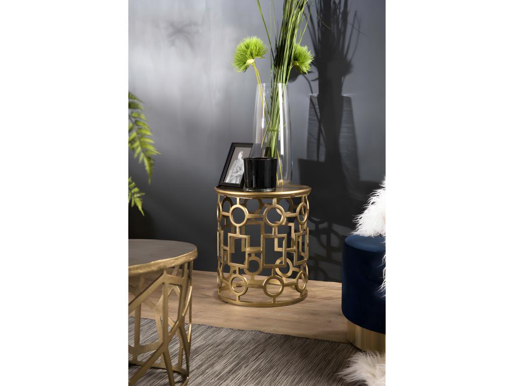 Aluminum, Table, 43 X 43 cm, Gold