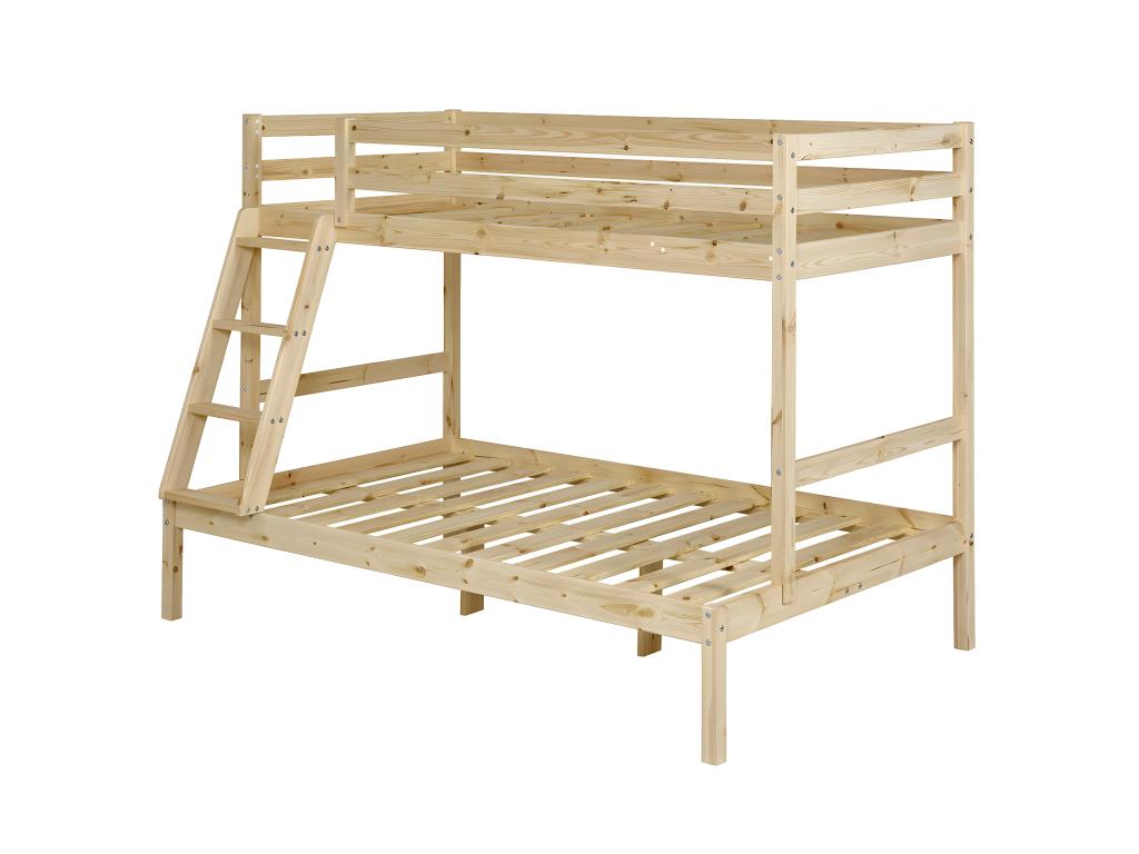 Solid Wood, Bunk Bed, 140 X 190 cm, Natural