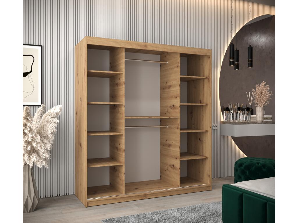 Wardrobe, White, Brown, Silver