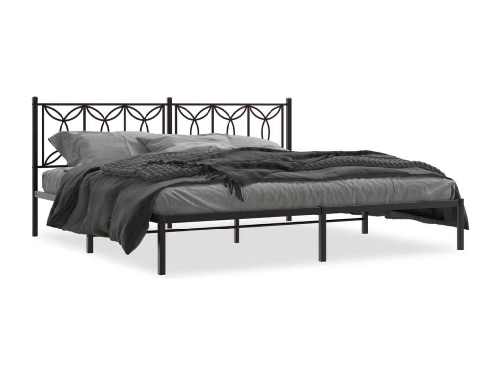 Metal, Bed Frame, 200 X 200 cm, Black