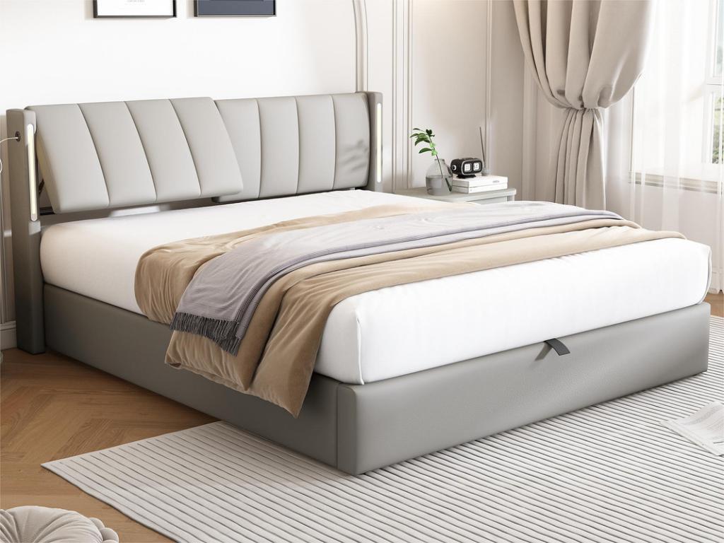 Faux Leather, Headboard, 140 X 200 cm, Gray