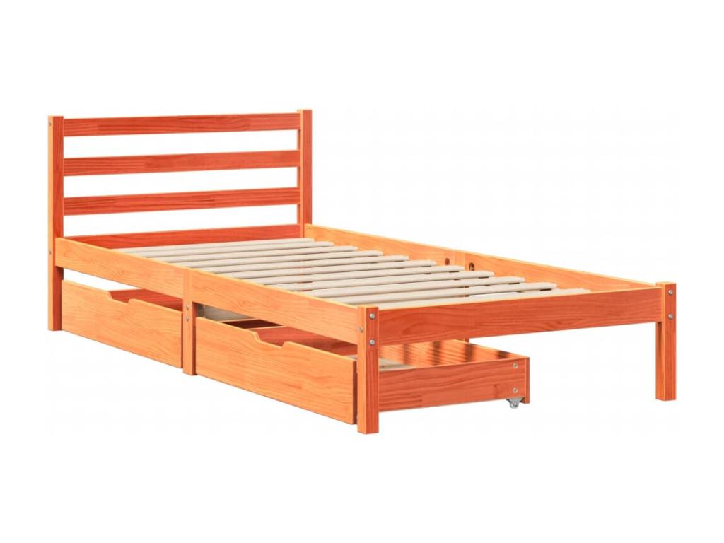Pine Wood, Bed Frame, 100 X 200 cm, Brown