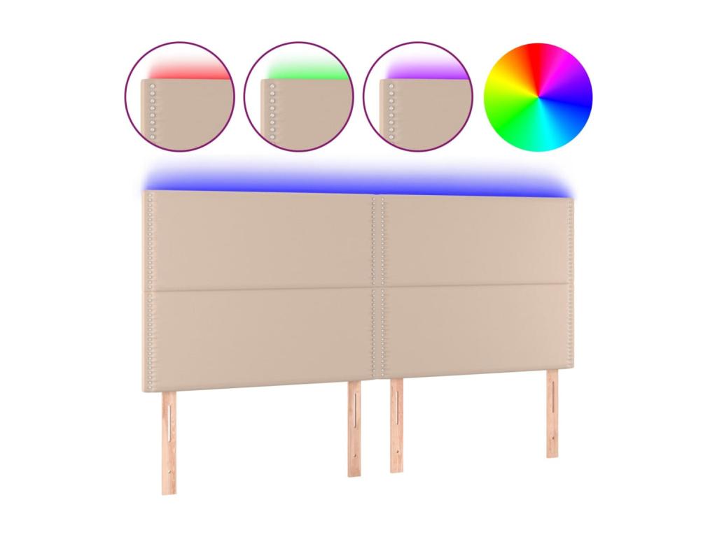 Faux Leather, Headboard, 200 X 5 X 118/128 cm, Brown