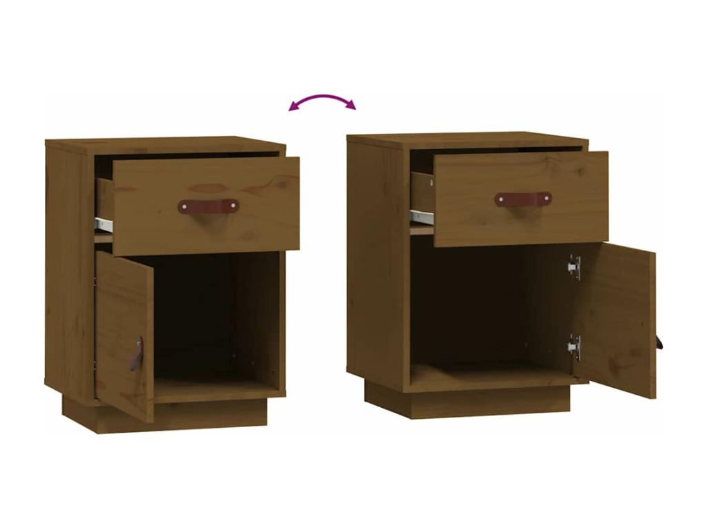 Pine Wood, Nightstand, 40 X 34 X 55 cm, Brown