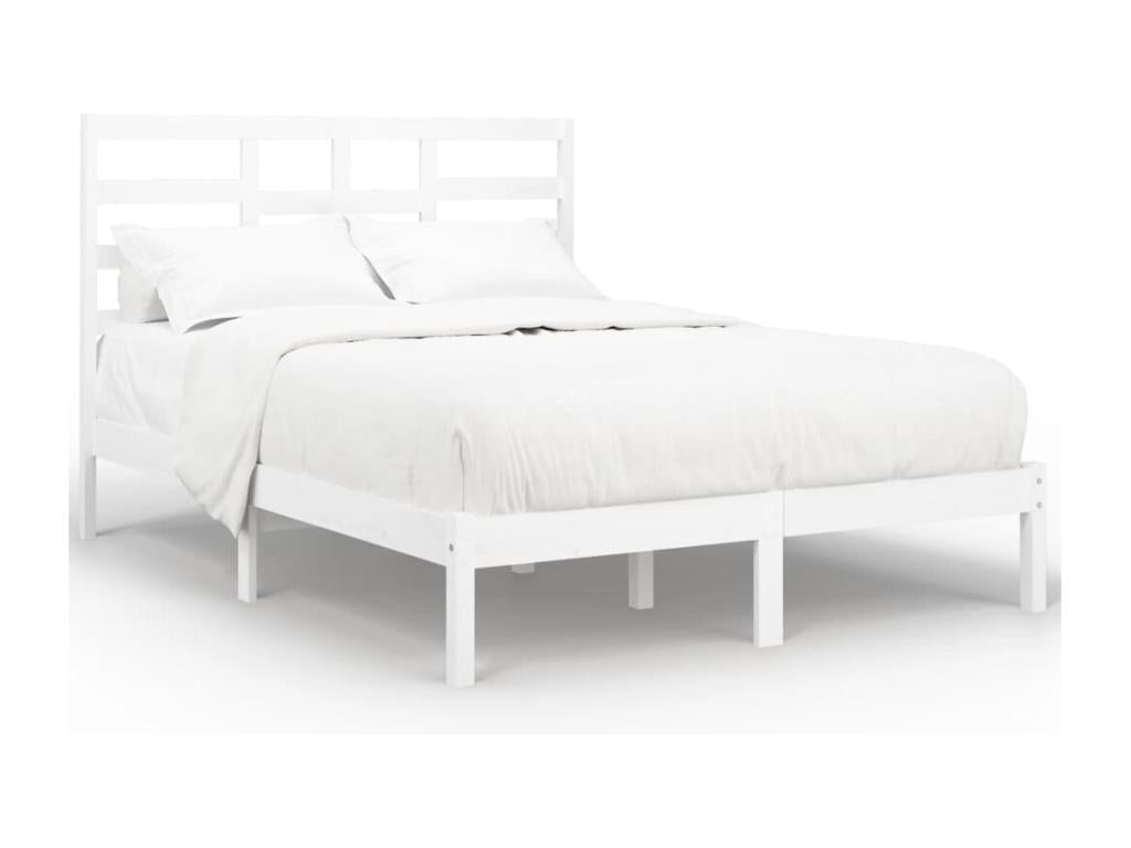 Solid Wood, Bed Frame, 140 X 190 cm, White