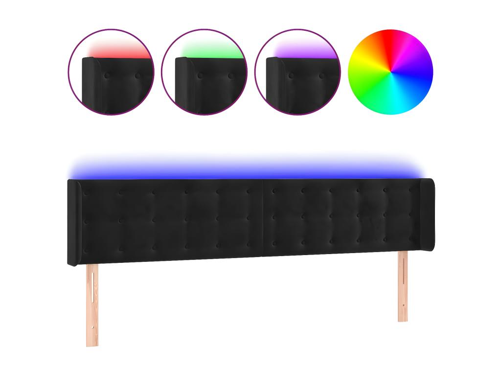 Velvet, Headboard, 183 X 16 X 78/88 cm, Black