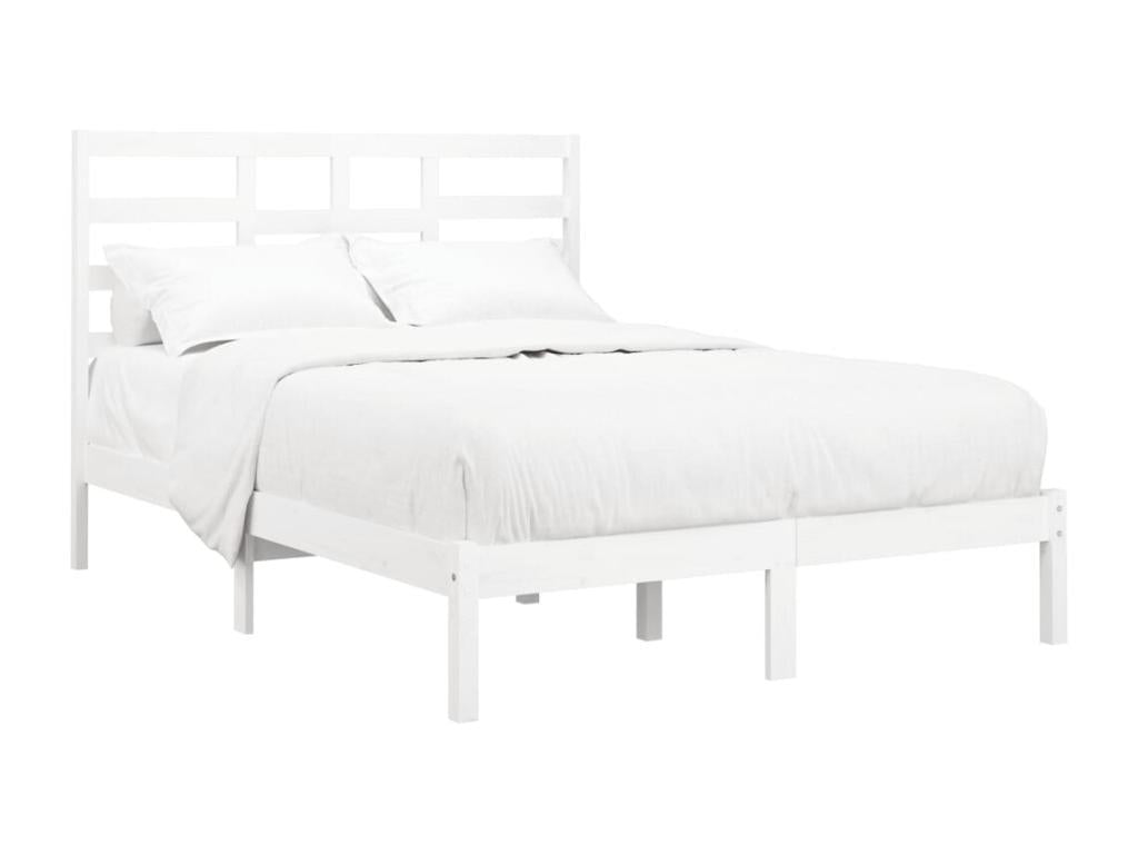 Solid Wood, Bed Frame, 140 X 190 cm, White