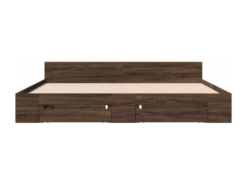 Oak Wood, Bed Frame, 200 X 200 cm, Brown