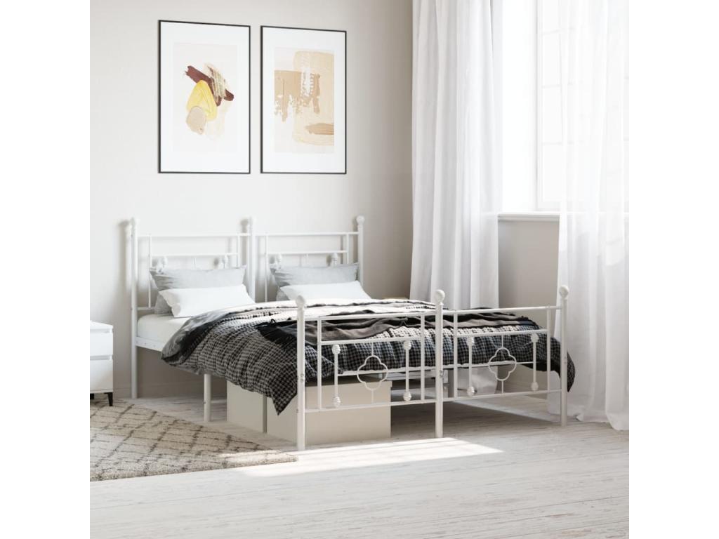 Metal, Bed Frame, 135 X 190 cm, White
