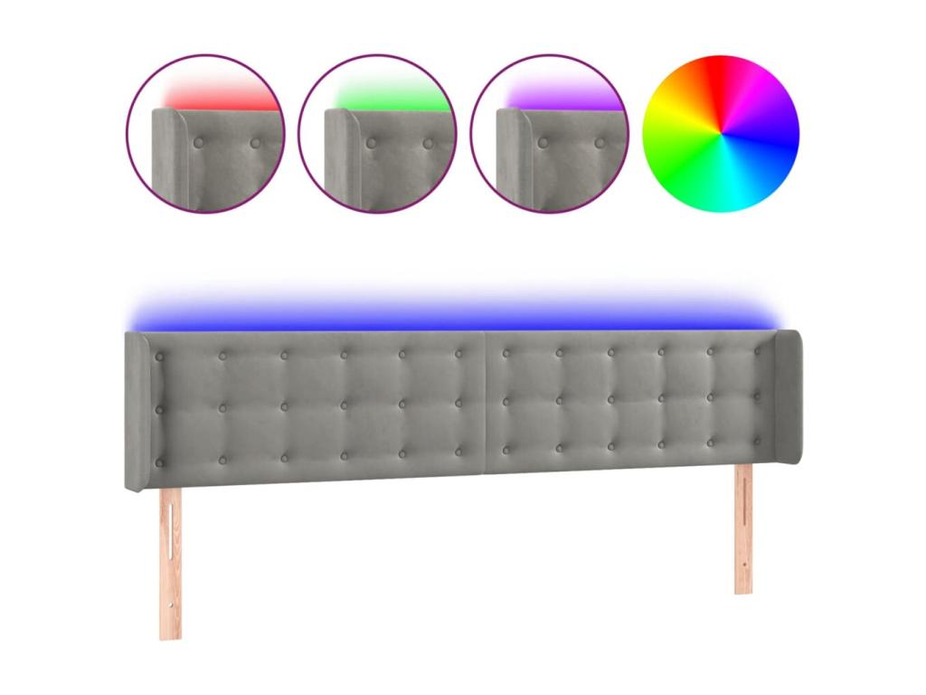 Velvet, Headboard, 163 X 16 X 78/88 cm, Gray