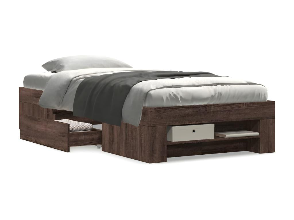 Oak Wood, Bed Frame, 90 X 200 cm, Brown
