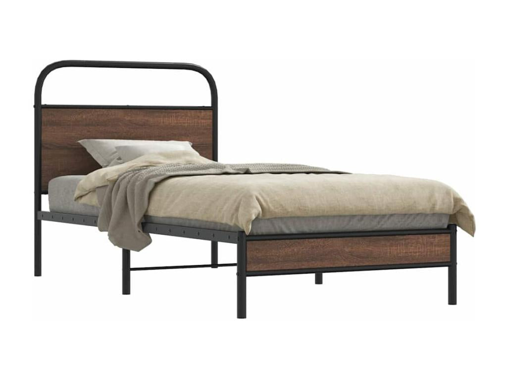 Oak Wood, Bed Frame, 100 X 190 cm, Brown