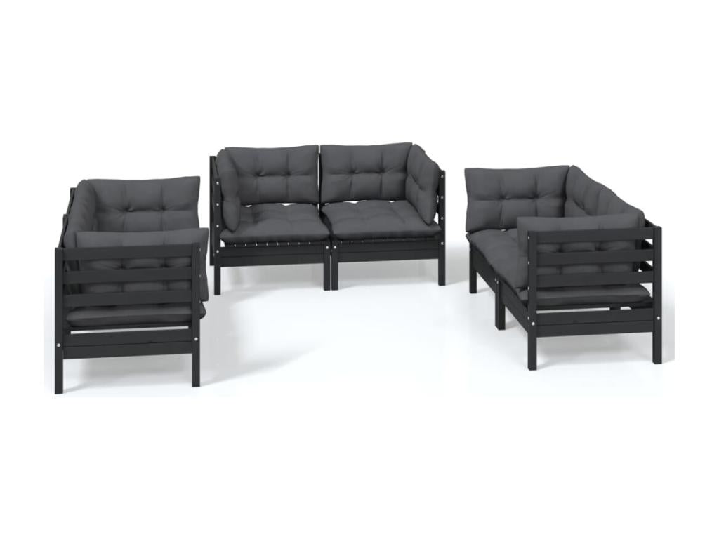Pine Wood, Outdoor Furniture Set, Black