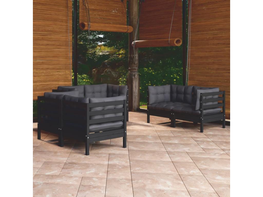 Pine Wood, Outdoor Furniture Set, Black