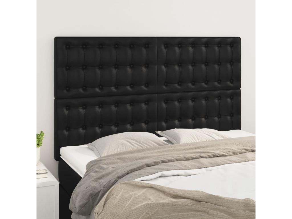 Faux Leather, Headboard, 72 X 5 X 78/88 cm, Black