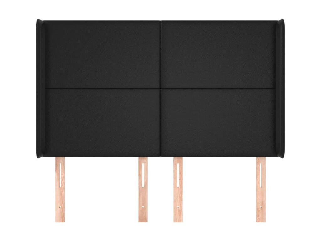 Faux Leather, Headboard, 147 X 16 X 118/128 cm, Black