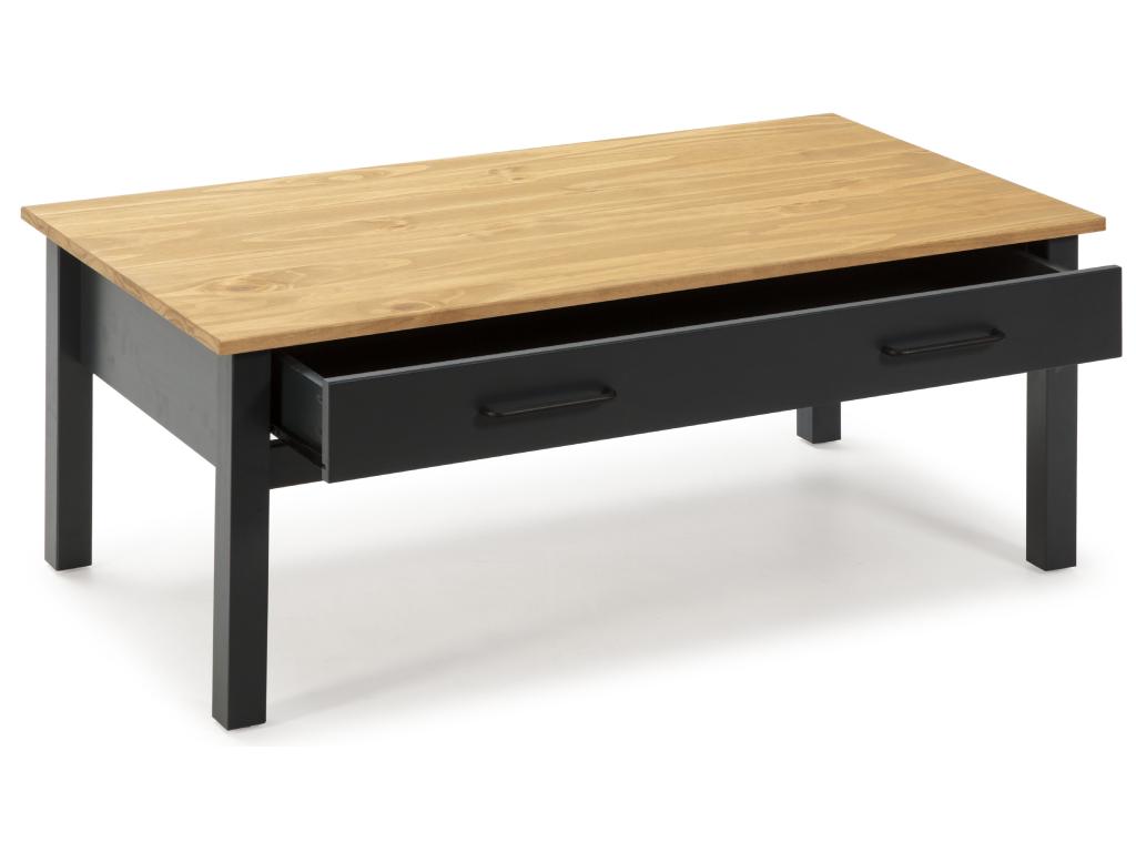 Pine Wood, Coffee Table, Blue, Natural, Dark