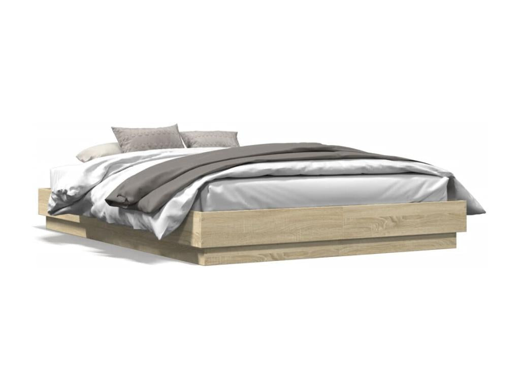 Oak Wood, Bed Frame, 160 X 200 cm, Brown