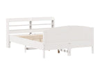 Pine Wood, Bed Frame, 150 X 200 cm, White