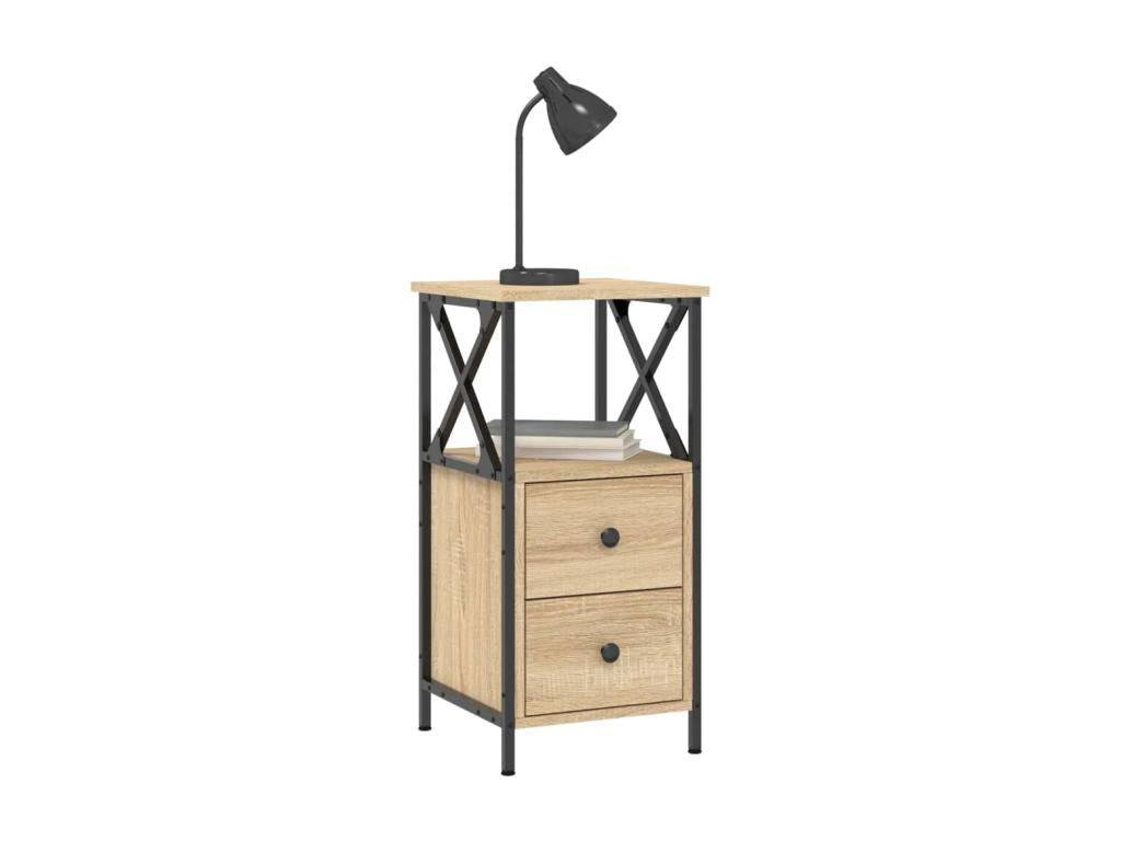 Oak Wood, Nightstand, 34 X 35.5 X 70 cm, Brown