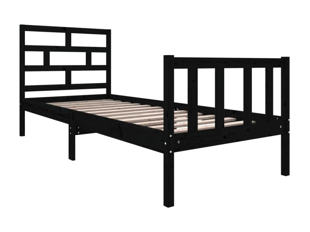 Pine Wood, Bed Frame, 75 X 190 cm, Black