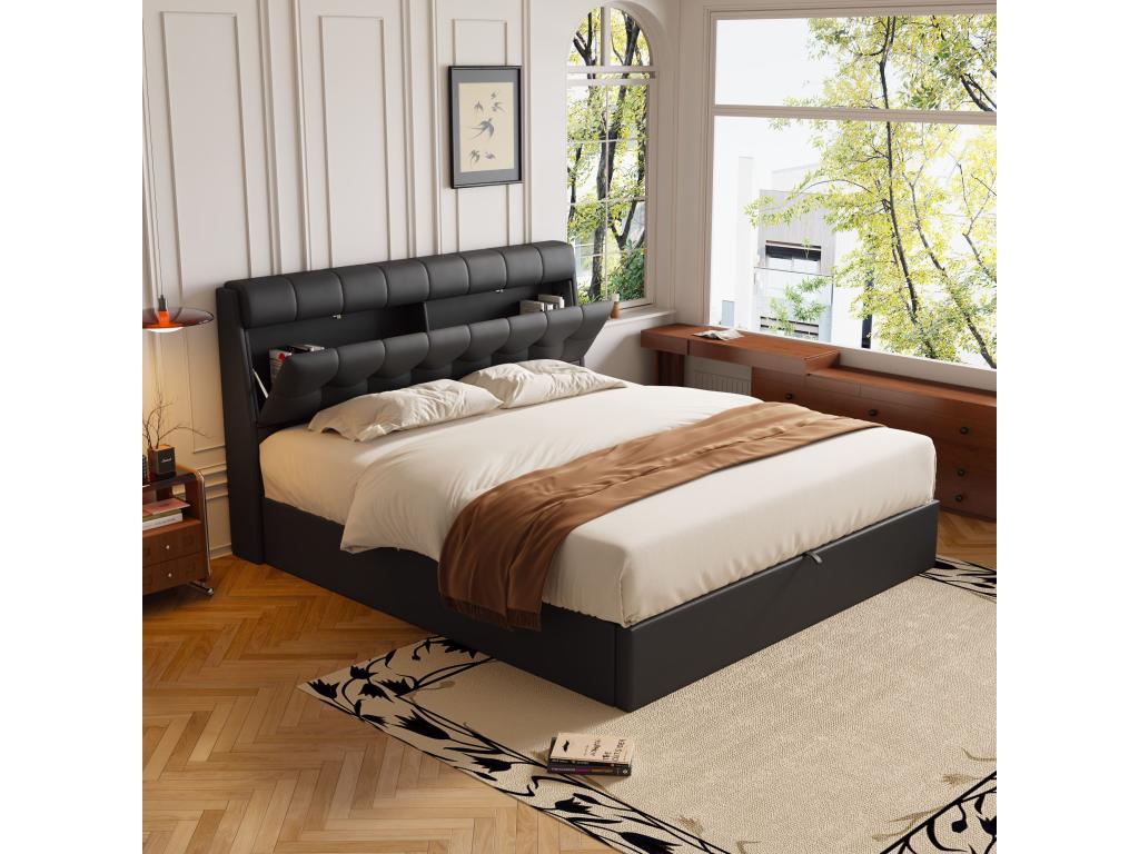 Faux Leather, Headboard, 140 X 190 cm, Black