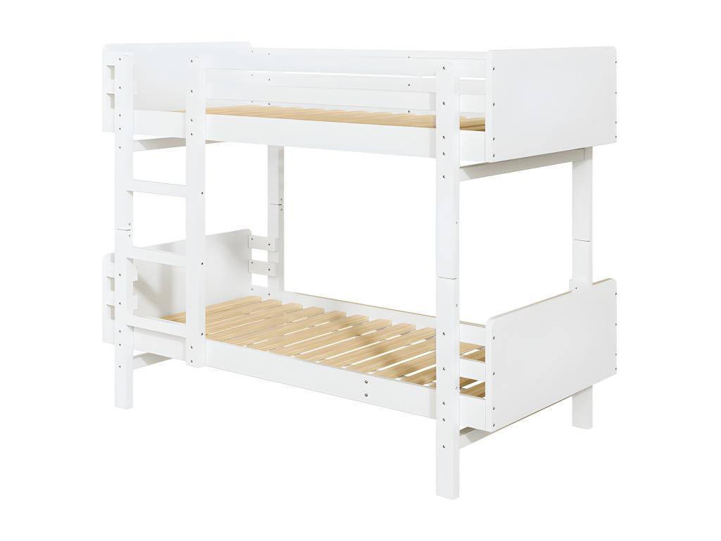 Solid Wood, Bunk Bed, 90 X 190 cm, White