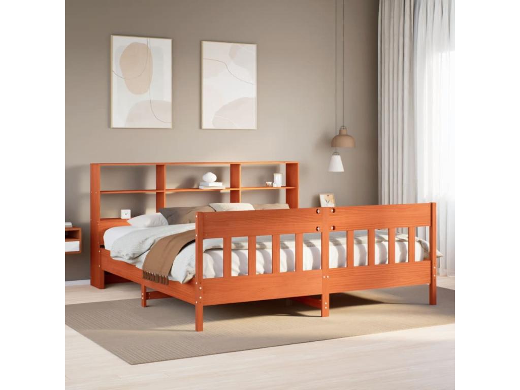 Pine Wood, Bed Frame, 200 X 200 cm, Brown