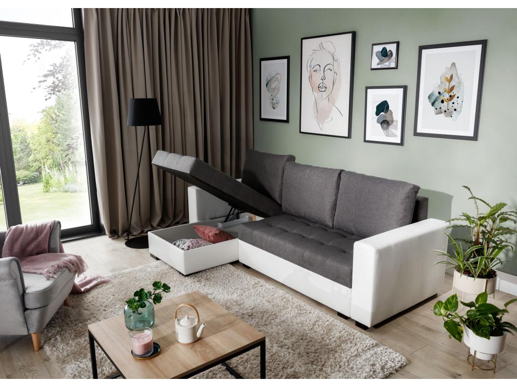 Faux Leather, Sectional Sofa, Black And White