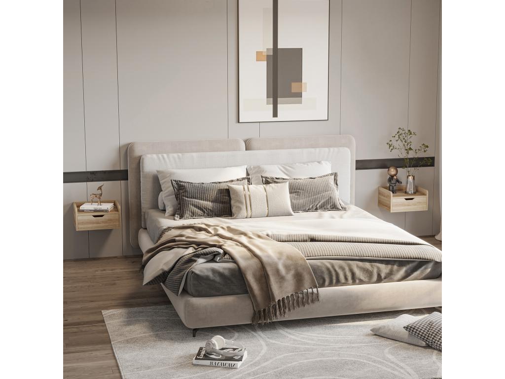 Oak Wood, Nightstand, Beige