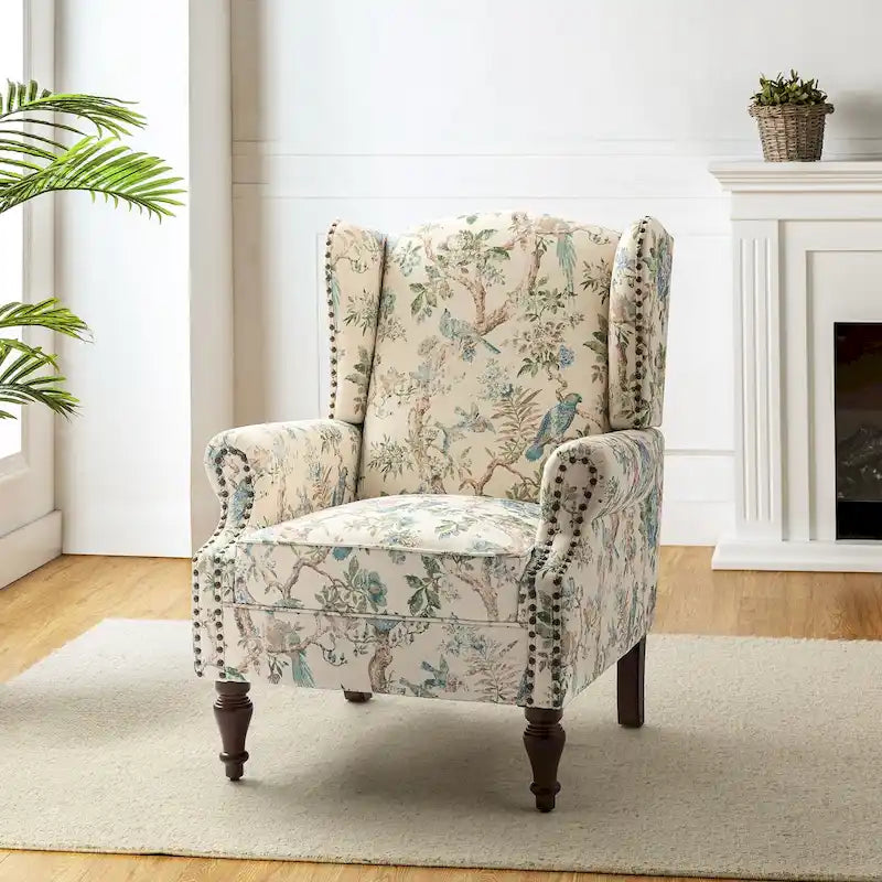 Gott Traditional Wingback Armchair with Solid Wood Legs by HULALA HOME