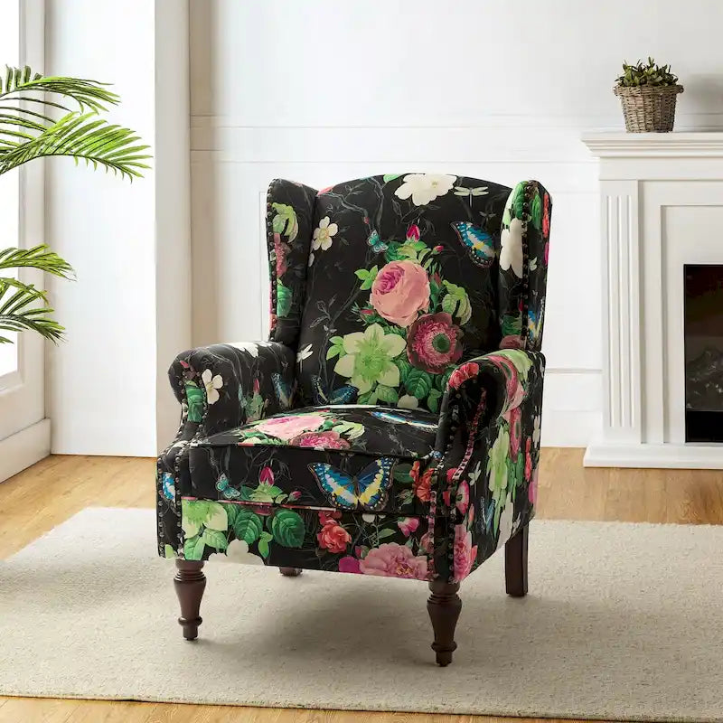 Gott Traditional Wingback Armchair with Solid Wood Legs by HULALA HOME